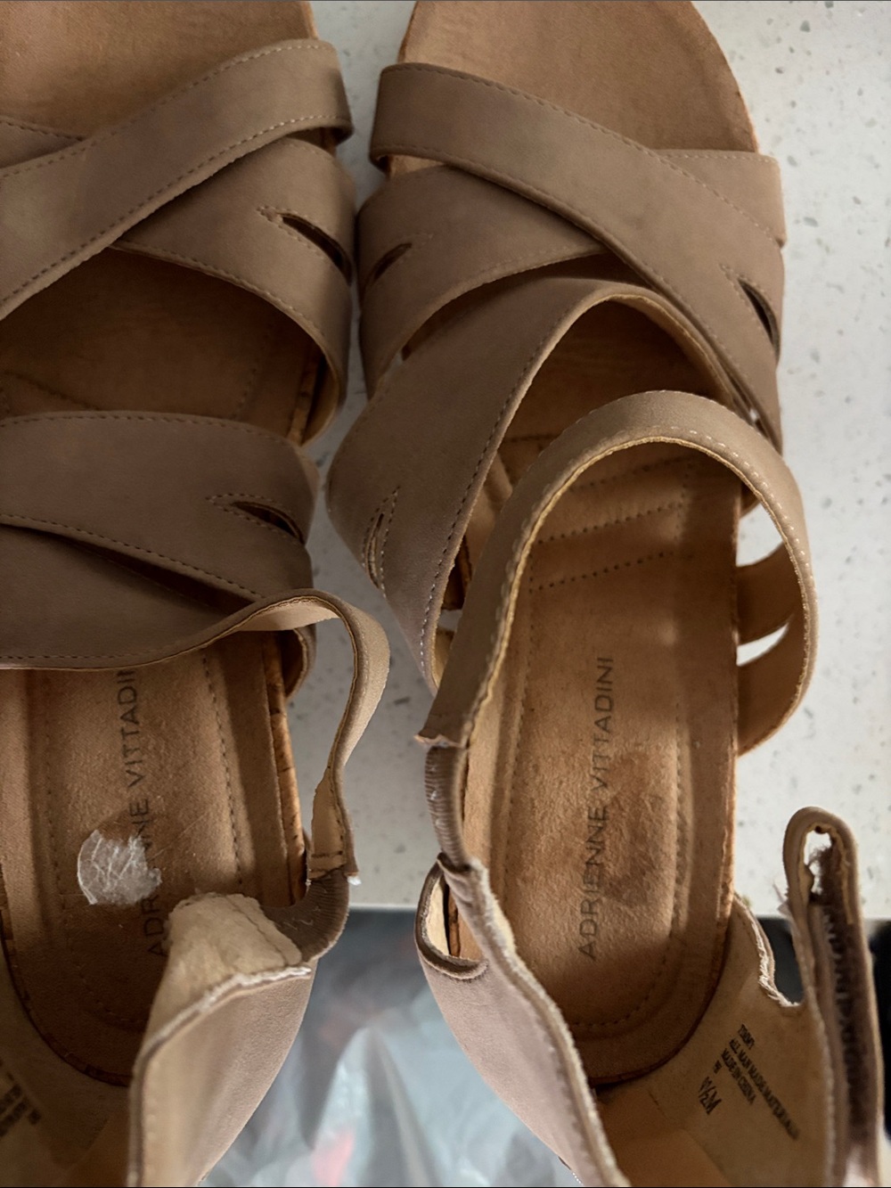 Adrienne Vittadini Taupe Strappy Open-Toe Sandals